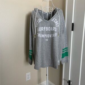 Victoria's Secret Gray Pullover with Green Stripes